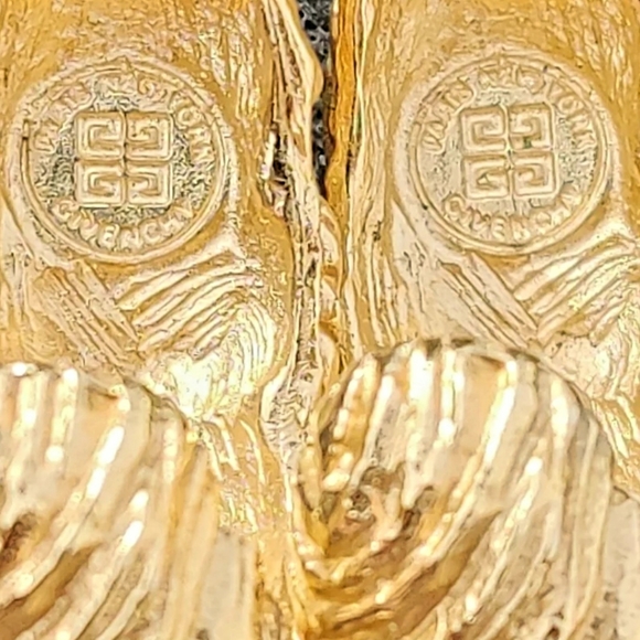VTG GIVENCHY Statement J-Hoop Earrings - Gold Plate - EVC - Picture 5 of 9